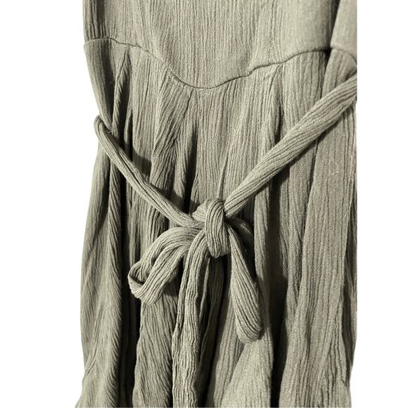 B Darlin Army Green Sz 0 Women's Earthy Front Tie Cottage Farmhouse Mini Dress - Picture 3 of 7